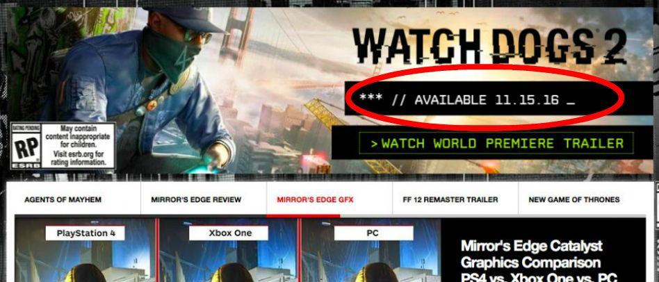 Oops.. er dette «Watch Dogs 2»-datoen?