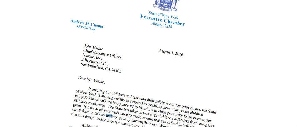 New York-guvernør ber nå «Pokémon Go»-utviklerne om å bruke sexforbryterregister