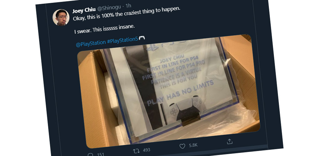 Joey Chiu var første i køen til å kjøpe PS4 i 2013, fikk tilsendt PS5 av Sony